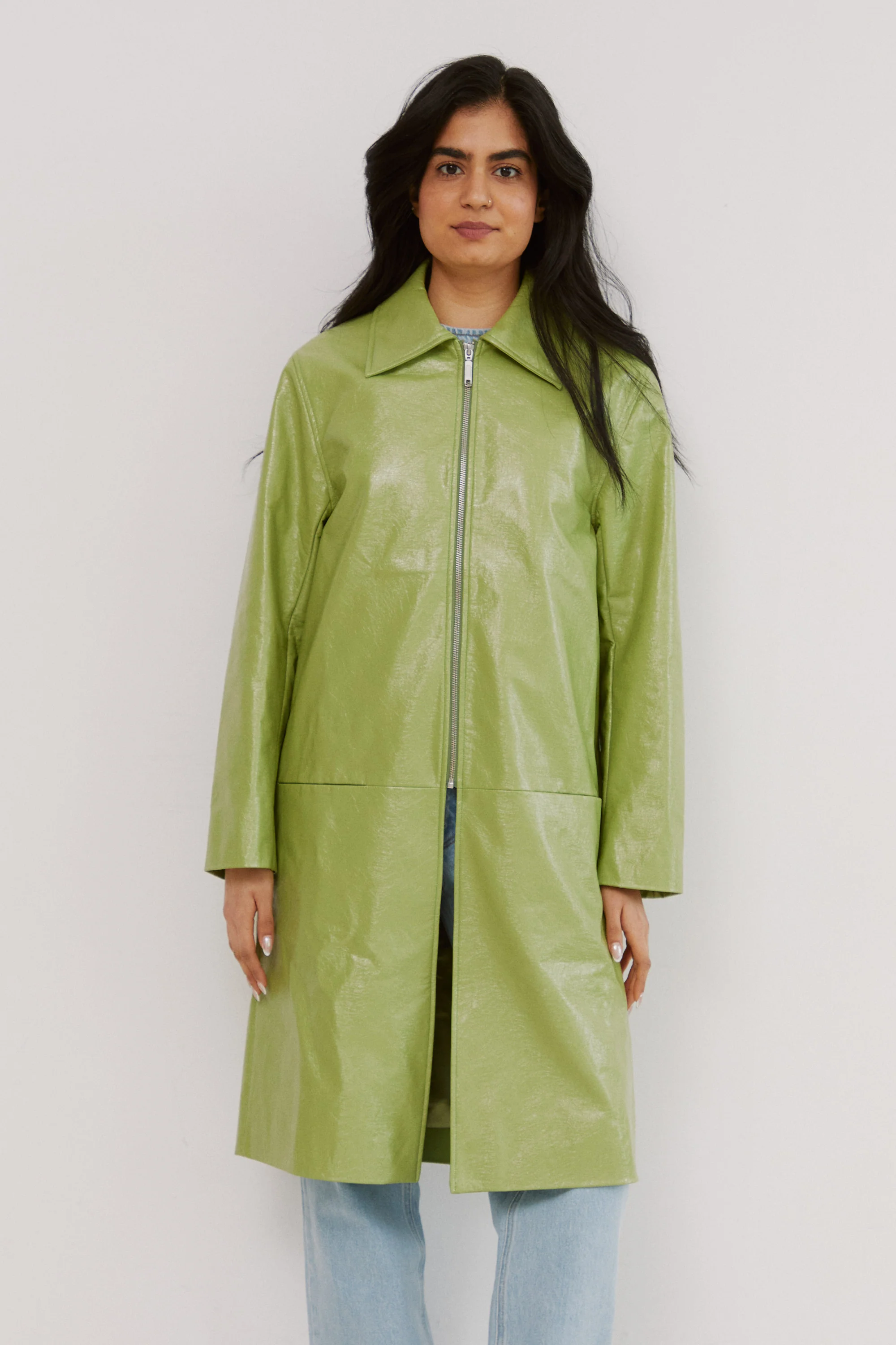 Collared Straight Coat | Granny Smith - Image 2