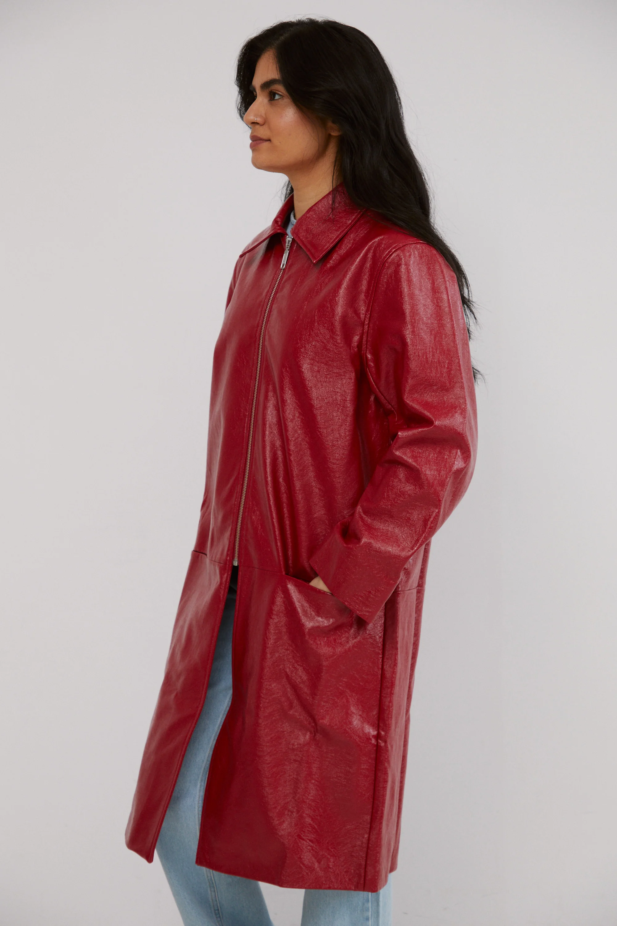 Collared Straight Coat | Vino - Image 5