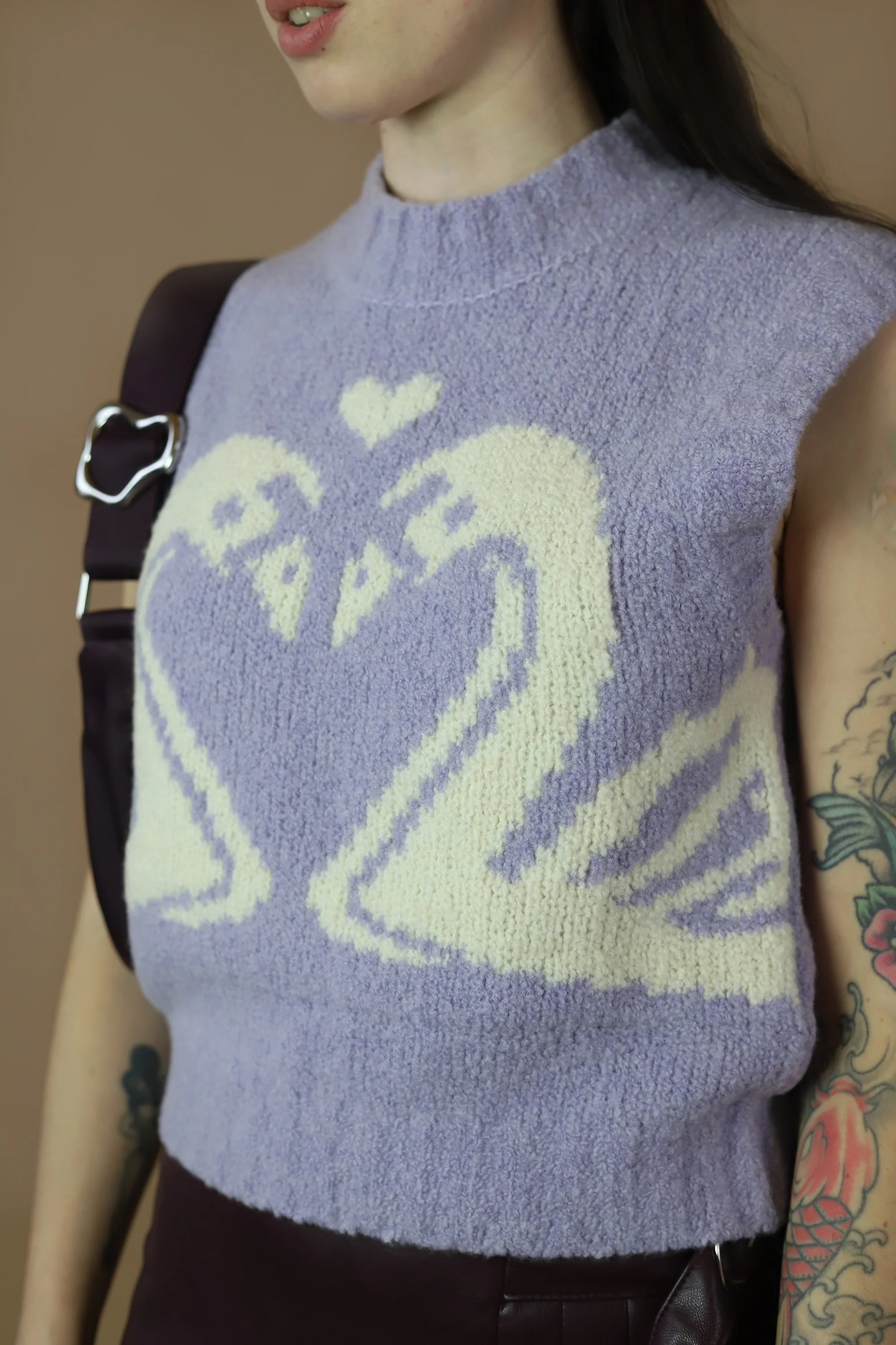 Swan Heart Vest | Purple & White Swan - Image 3