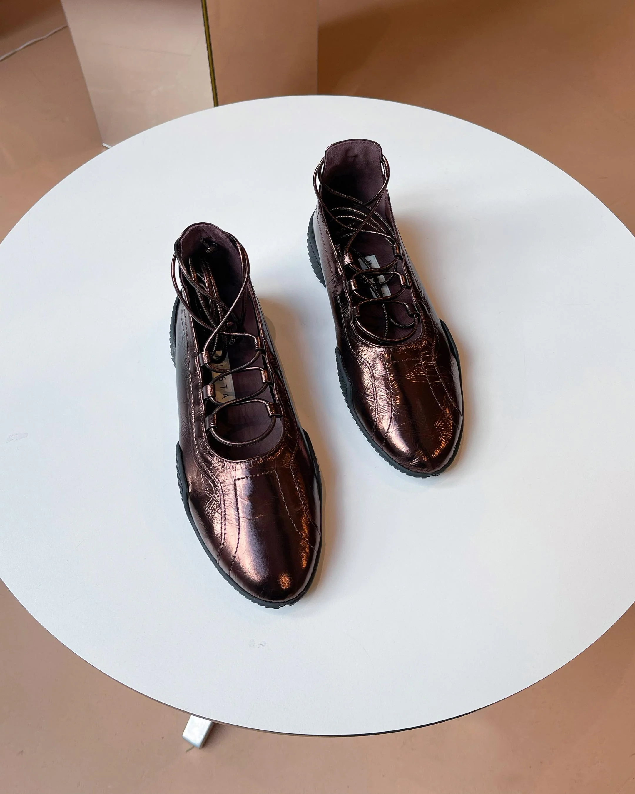 Averie Lace Ballerinas | Metallic Brown - Image 3
