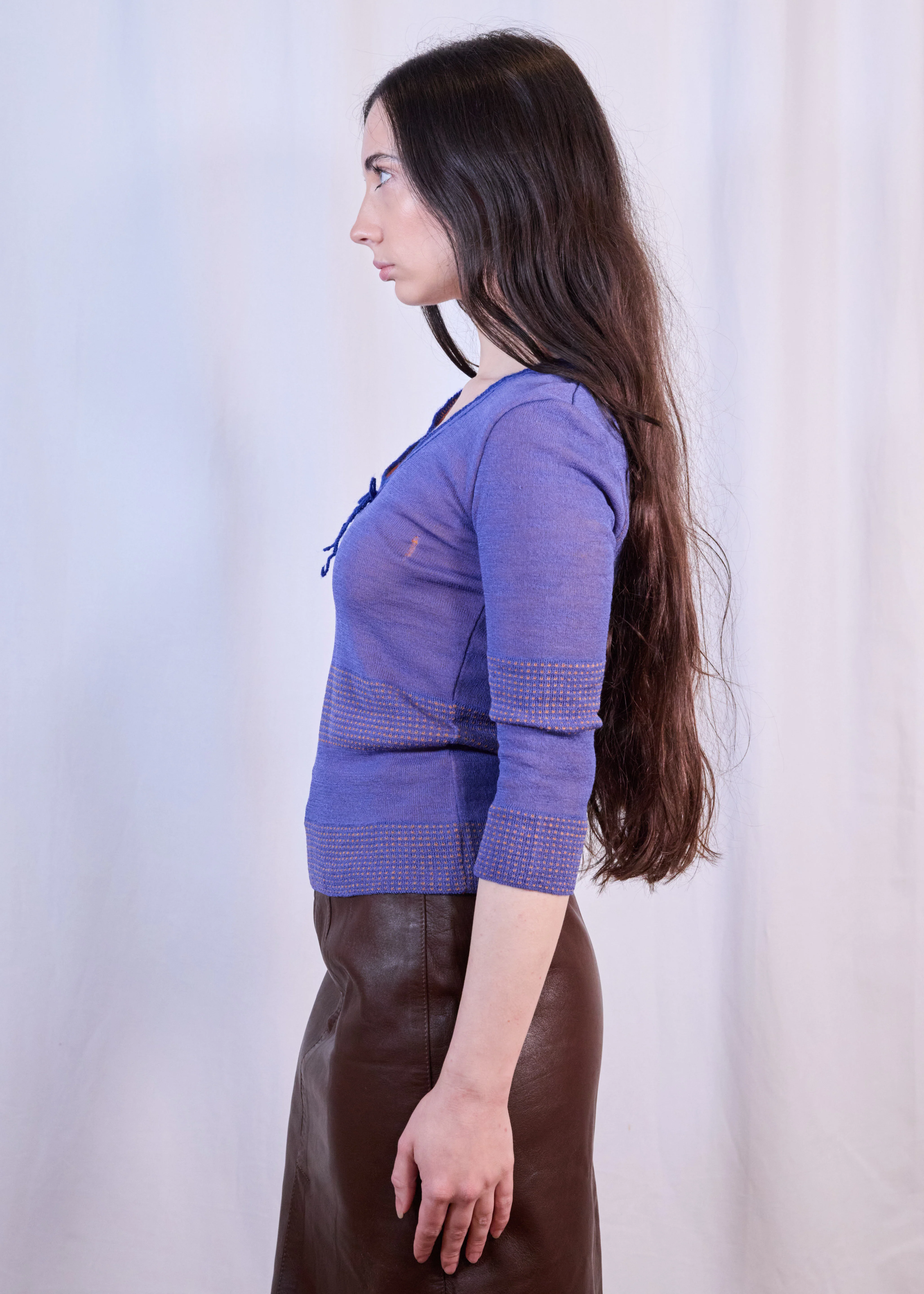 Blue and Orange 3/4 Sleeve Top - Image 2