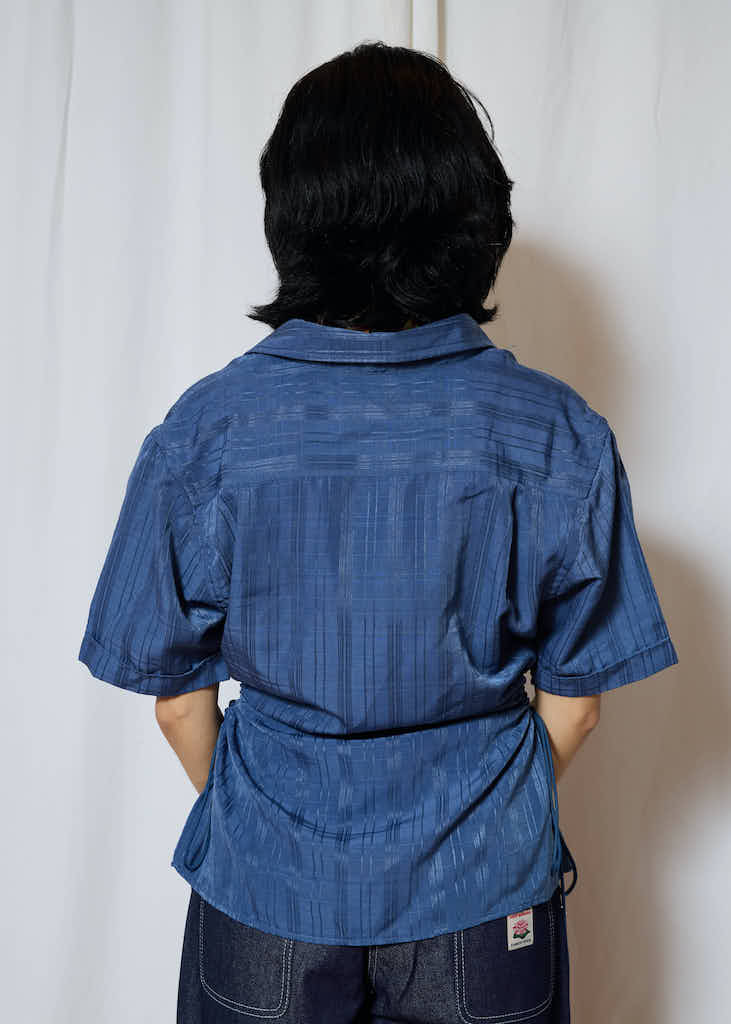 Blue Short Sleeve Cinch Shirt - Image 4
