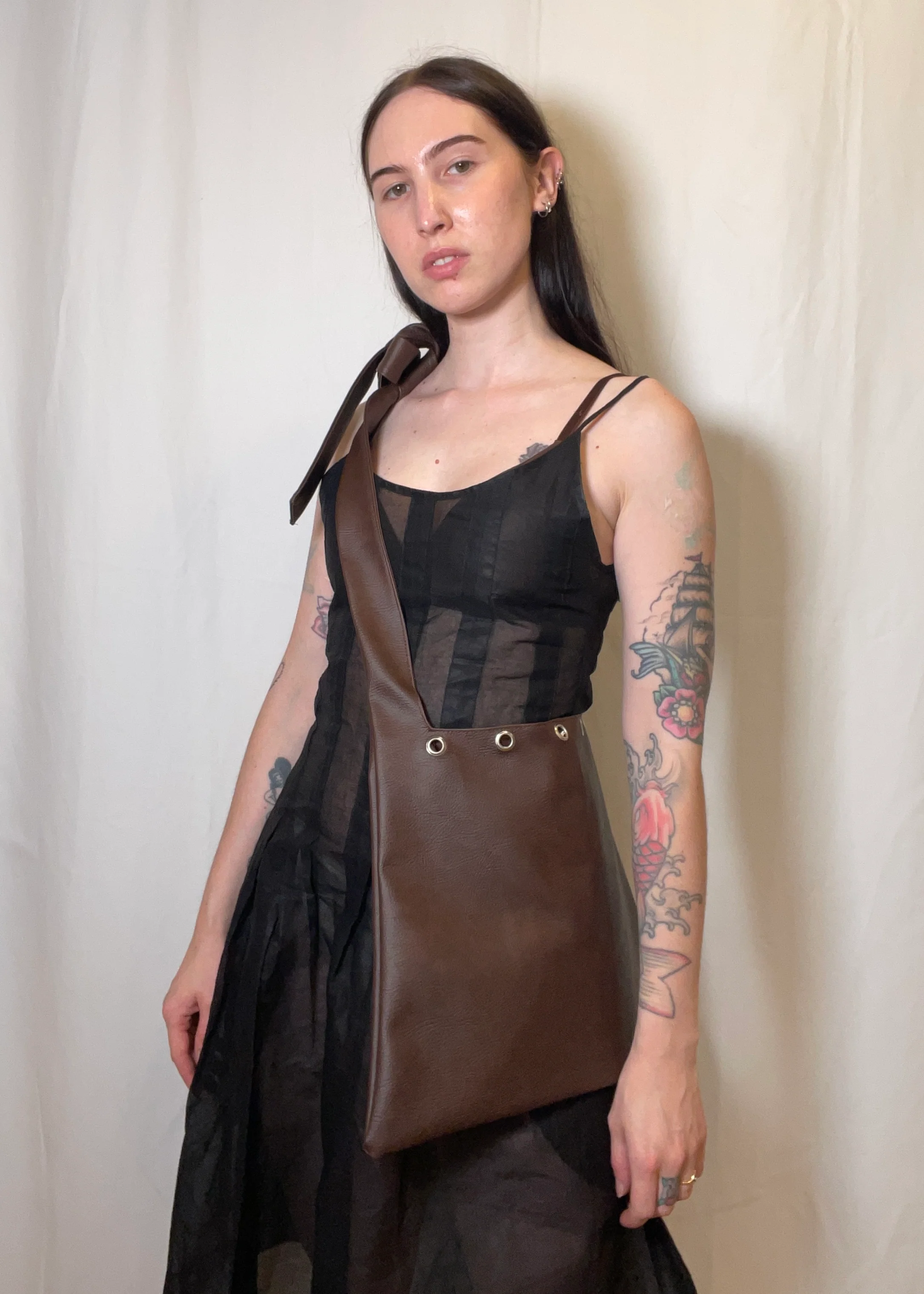 Chocolate Eyelet Slouch Bag Medium - Image 6