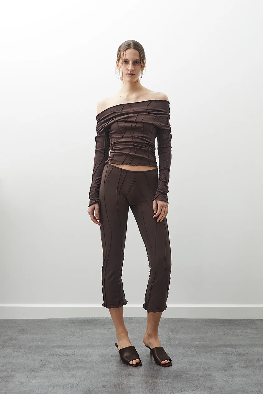Mid-Calf Flared Pants Chocolate - Image 9