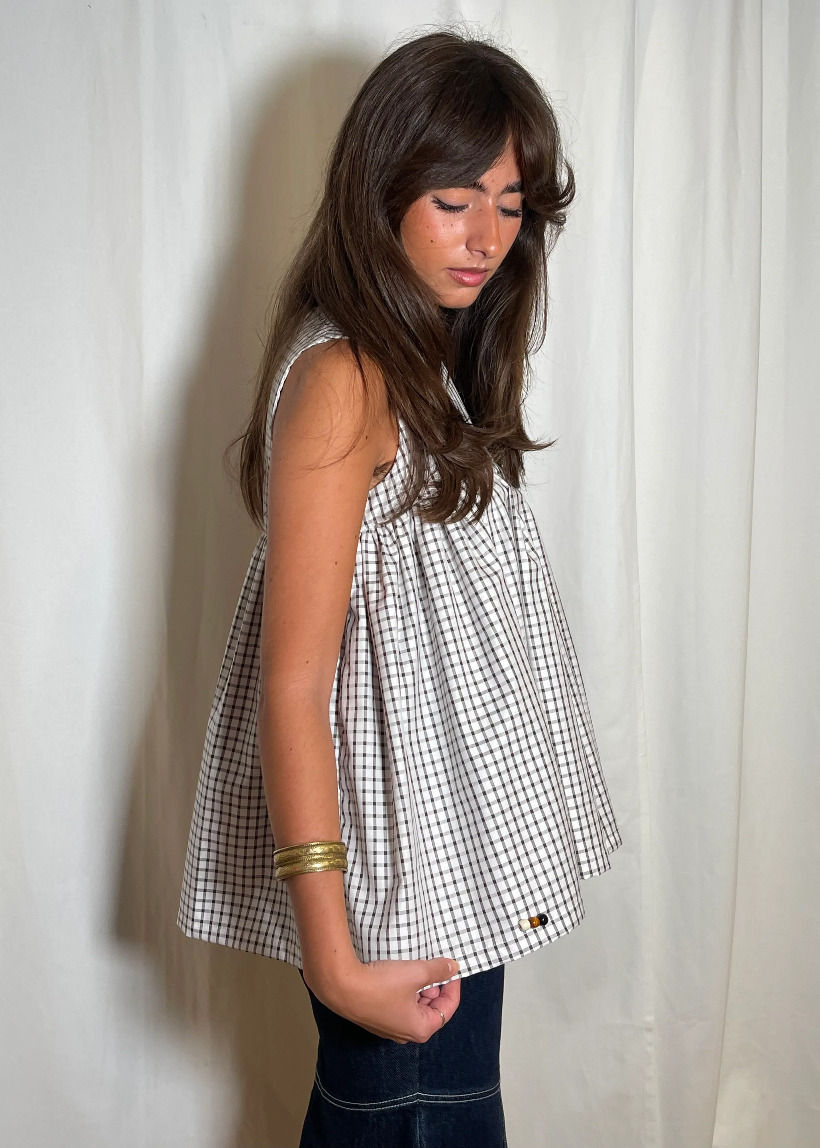 Thrills Top Brown Check - Image 2