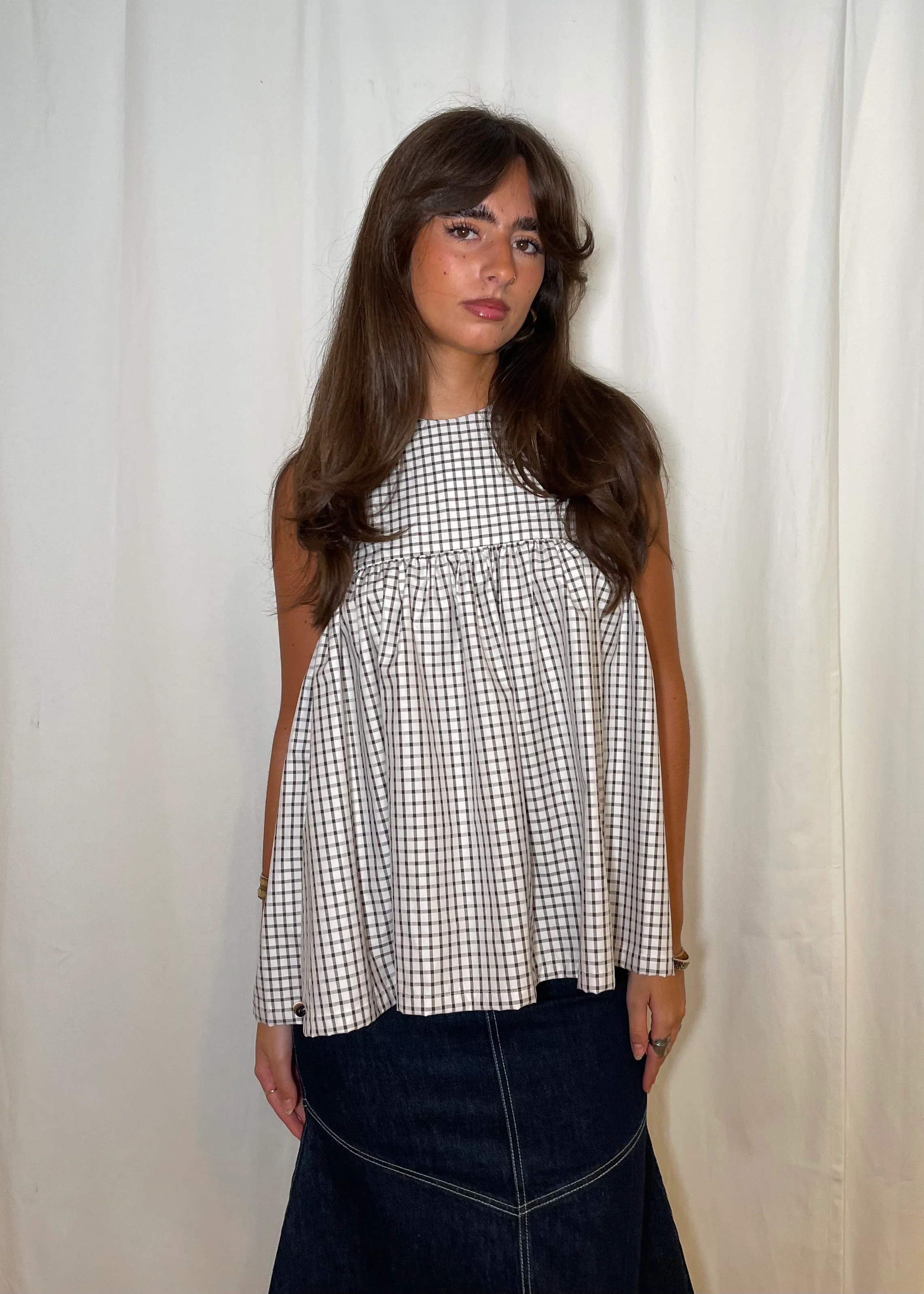 Thrills Top Brown Check - Image 5